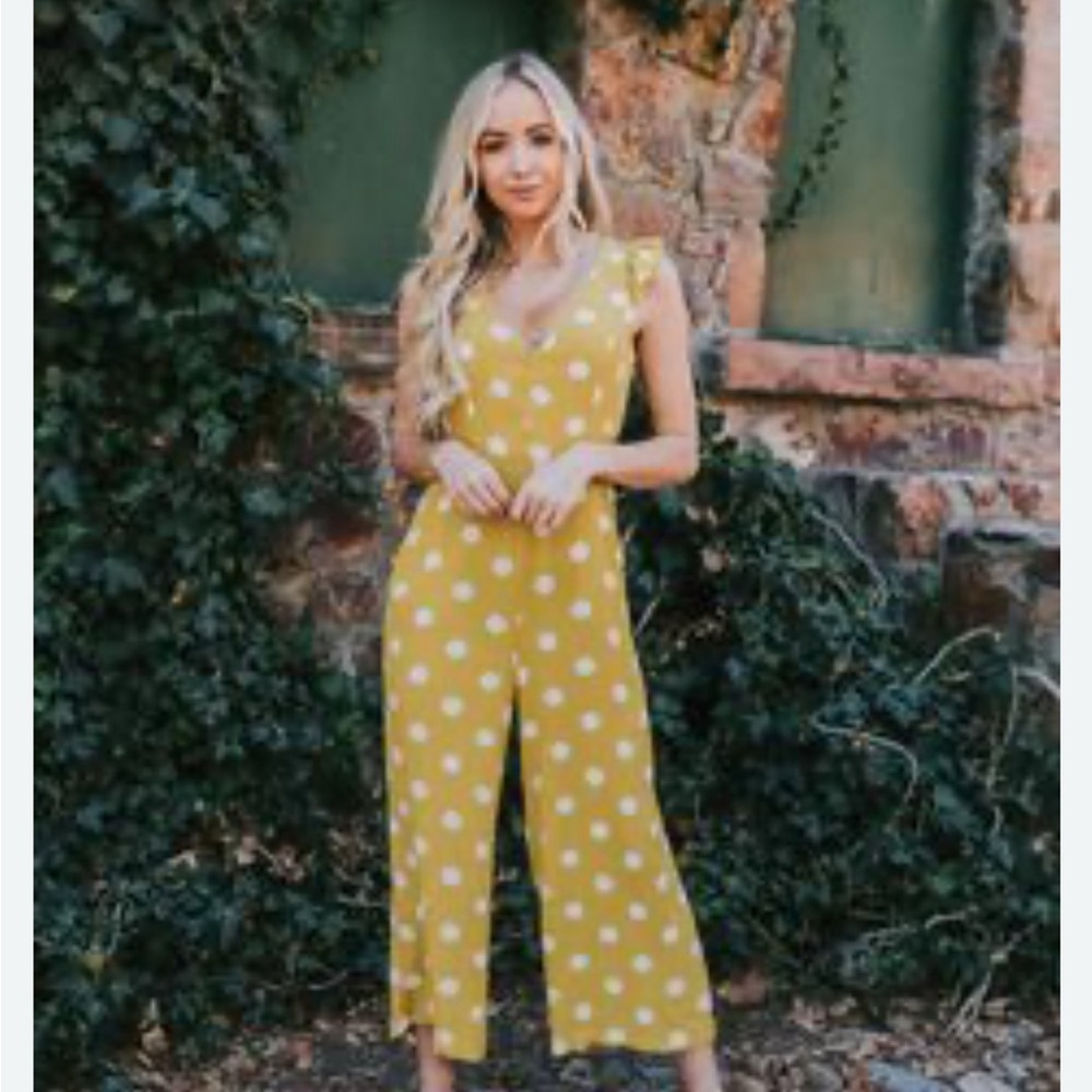 Monteau Mustard Polka Dot Jumpsuit